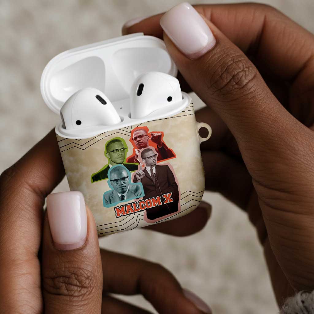 Malcolm X AirPods Case Pop Art Portrait Collage Civil Rights Activist Retro Style Design - African Pride