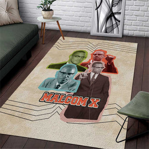 Malcolm X Area Rug Pop Art Portrait Collage Civil Rights Activist Retro Style Design - African Pride