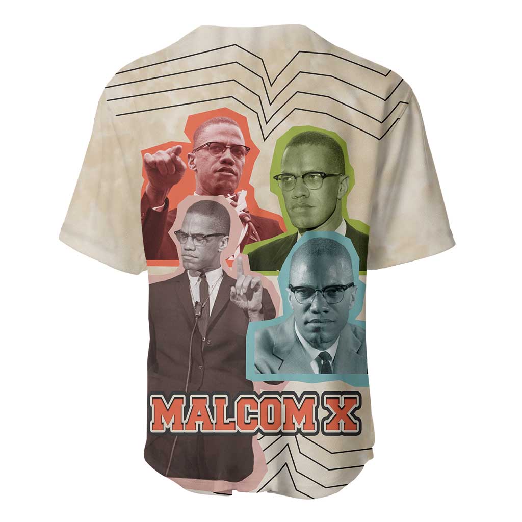 Malcolm X Baseball Jersey Pop Art Portrait Collage Civil Rights Activist Retro Style Design TS04