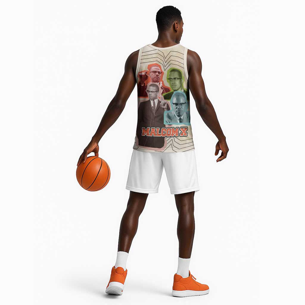 Malcolm X Basketball Jersey Pop Art Portrait Collage Civil Rights Activist Retro Style Design - African Pride