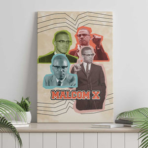Malcolm X Canvas Wall Art Pop Art Portrait Collage Civil Rights Activist Retro Style Design - African Pride