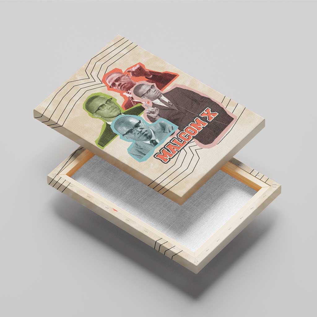 Malcolm X Canvas Wall Art Pop Art Portrait Collage Civil Rights Activist Retro Style Design - African Pride