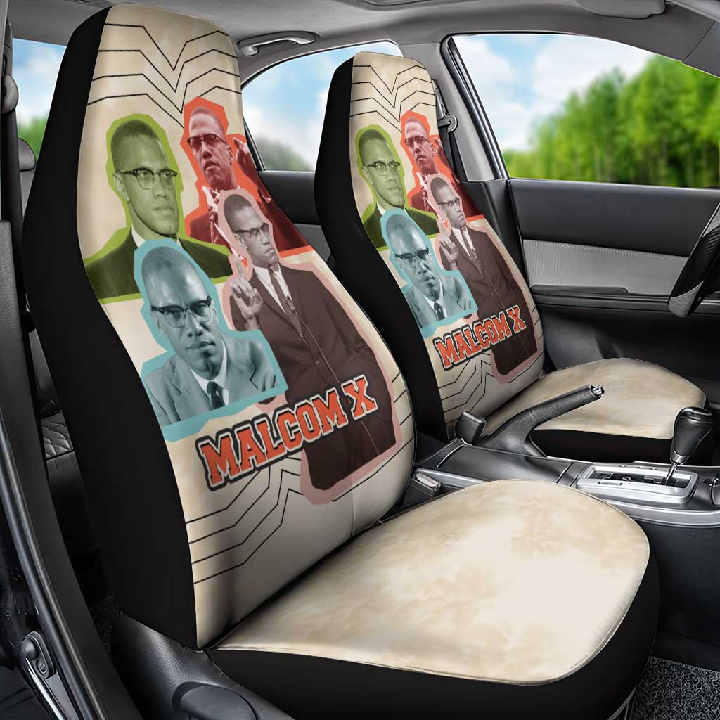 Malcolm X Car Seat Cover Pop Art Portrait Collage Civil Rights Activist Retro Style Design - African Pride