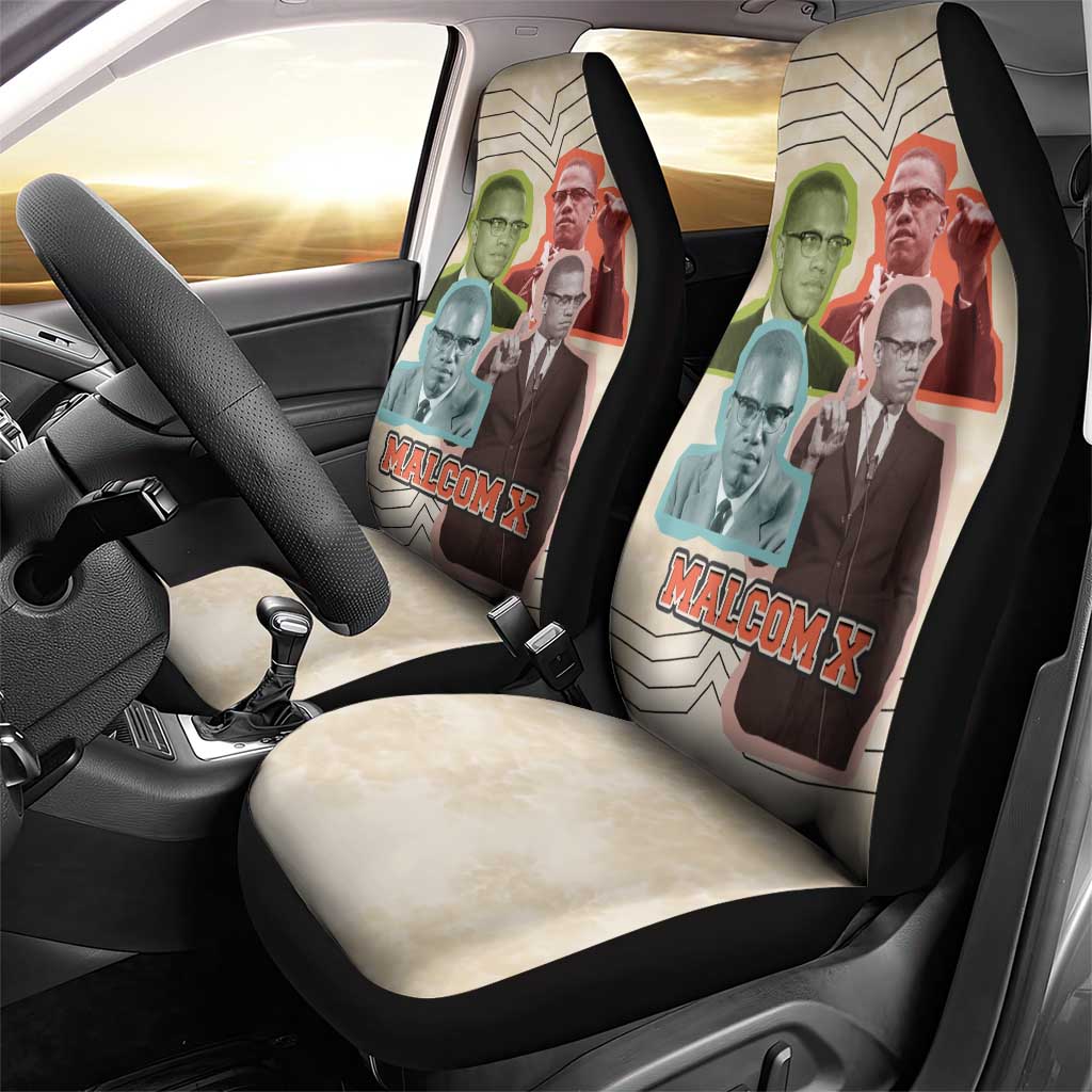 Malcolm X Car Seat Cover Pop Art Portrait Collage Civil Rights Activist Retro Style Design - African Pride