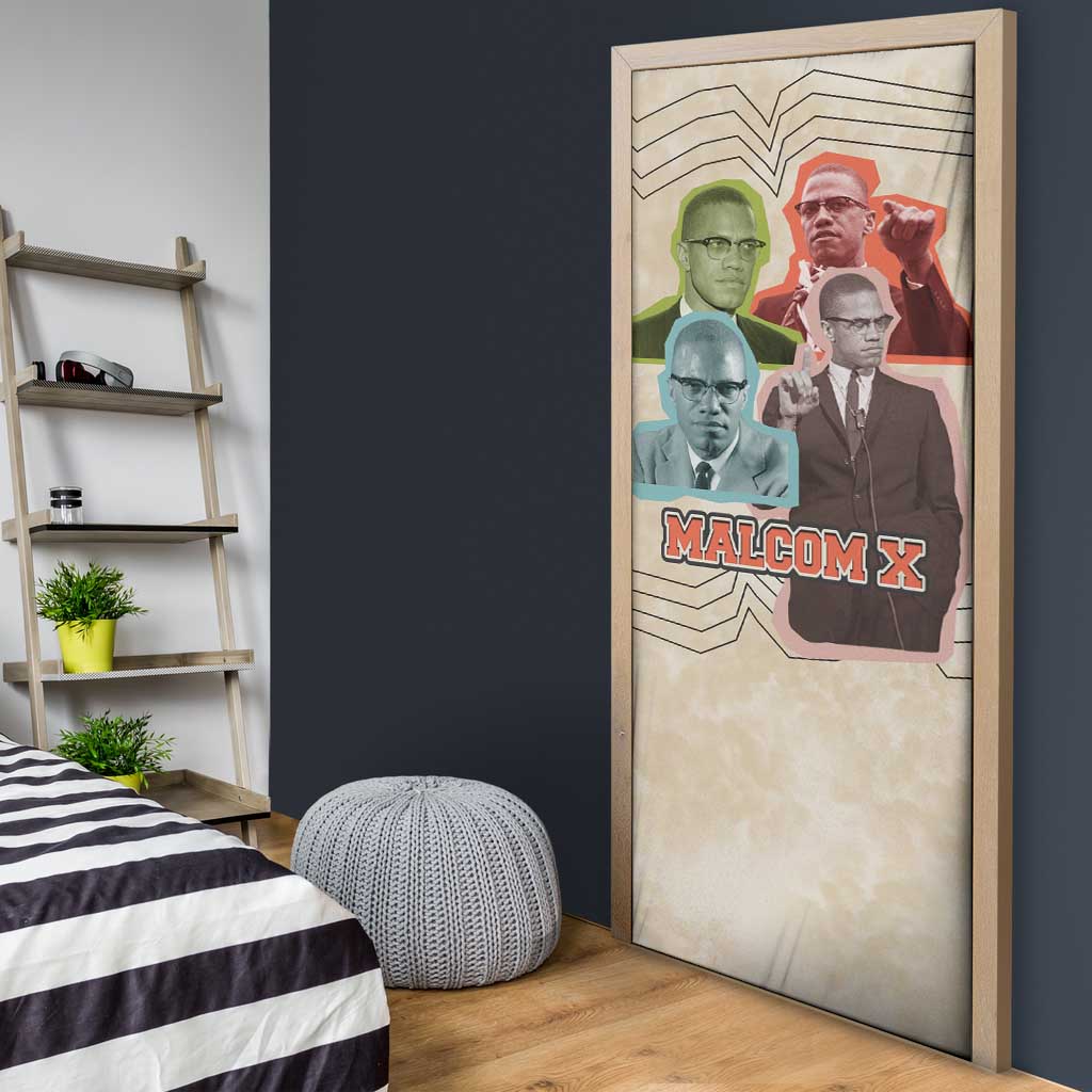 Malcolm X Door Cover Pop Art Portrait Collage Civil Rights Activist Retro Style Design - African Pride