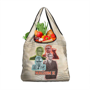 Malcolm X Grocery Bag Pop Art Portrait Collage Civil Rights Activist Retro Style Design - African Pride