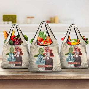 Malcolm X Grocery Bag Pop Art Portrait Collage Civil Rights Activist Retro Style Design - African Pride