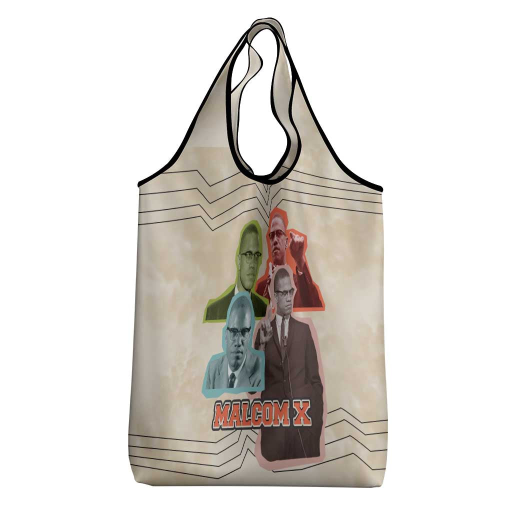 Malcolm X Grocery Bag Pop Art Portrait Collage Civil Rights Activist Retro Style Design - African Pride
