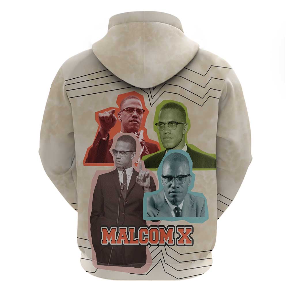 Malcolm X Hoodie Pop Art Portrait Collage Civil Rights Activist Retro Style Design - African Pride