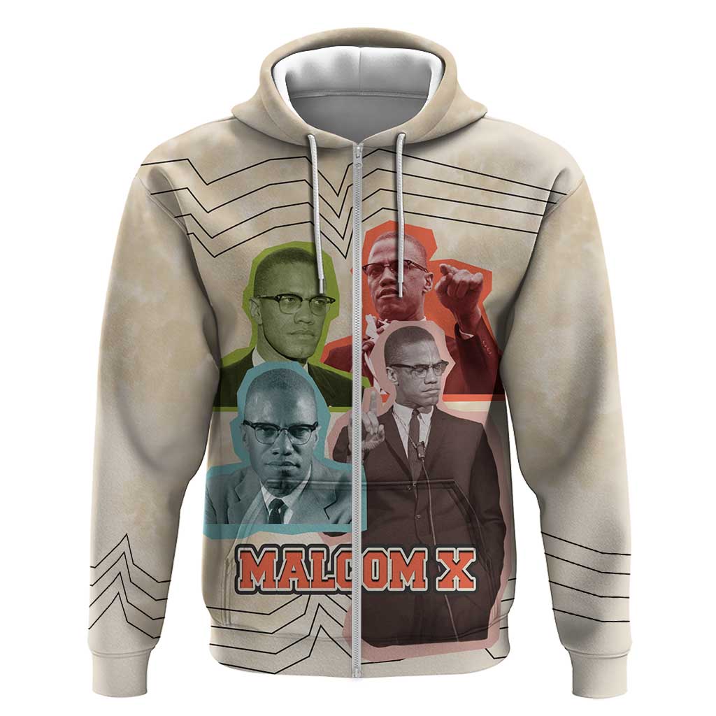 Malcolm X Hoodie Pop Art Portrait Collage Civil Rights Activist Retro Style Design - African Pride