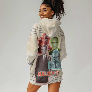 Malcolm X Hoodie Dress Pop Art Portrait Collage Civil Rights Activist Retro Style Design - African Pride