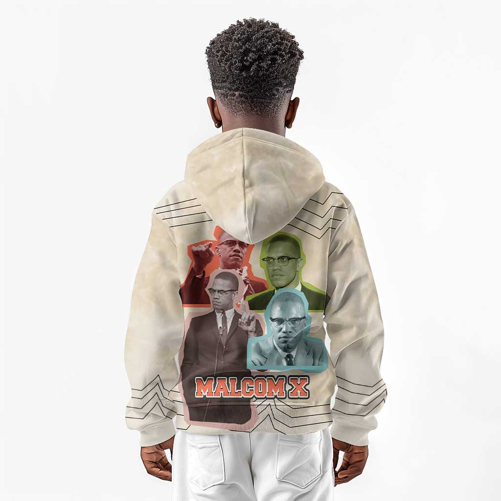 Malcolm X Kid Hoodie Pop Art Portrait Collage Civil Rights Activist Retro Style Design - African Pride