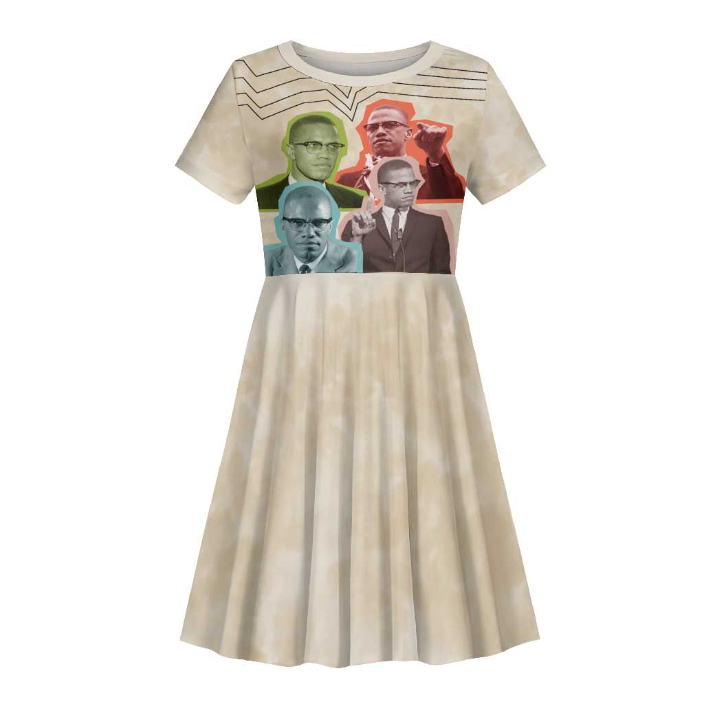 Malcolm X Kid Short Sleeve Dress Pop Art Portrait Collage Civil Rights Activist Retro Style Design TS04