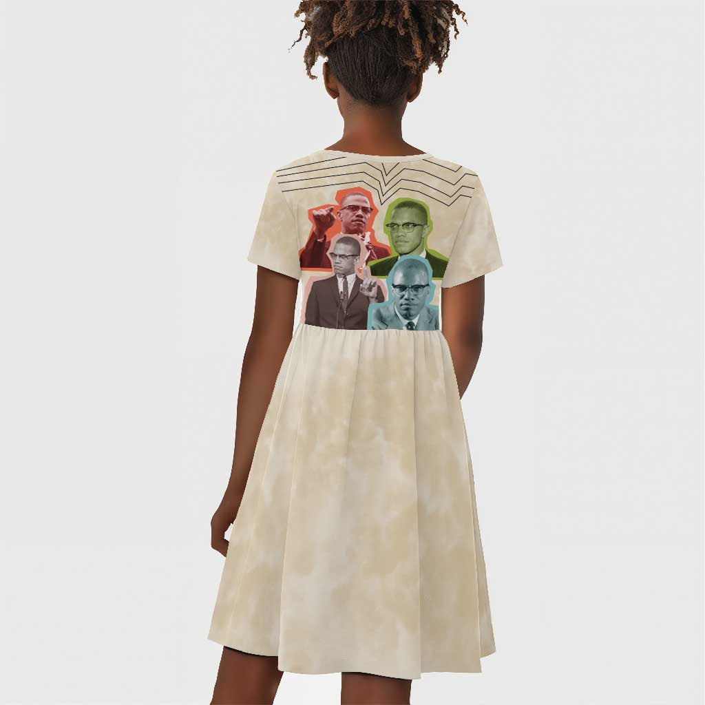 Malcolm X Kid Short Sleeve Dress Pop Art Portrait Collage Civil Rights Activist Retro Style Design TS04