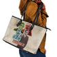 Malcolm X Leather Tote Bag Pop Art Portrait Collage Civil Rights Activist Retro Style Design - African Pride