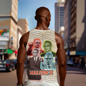 Malcolm X Men Tank Top Pop Art Portrait Collage Civil Rights Activist Retro Style Design - African Pride