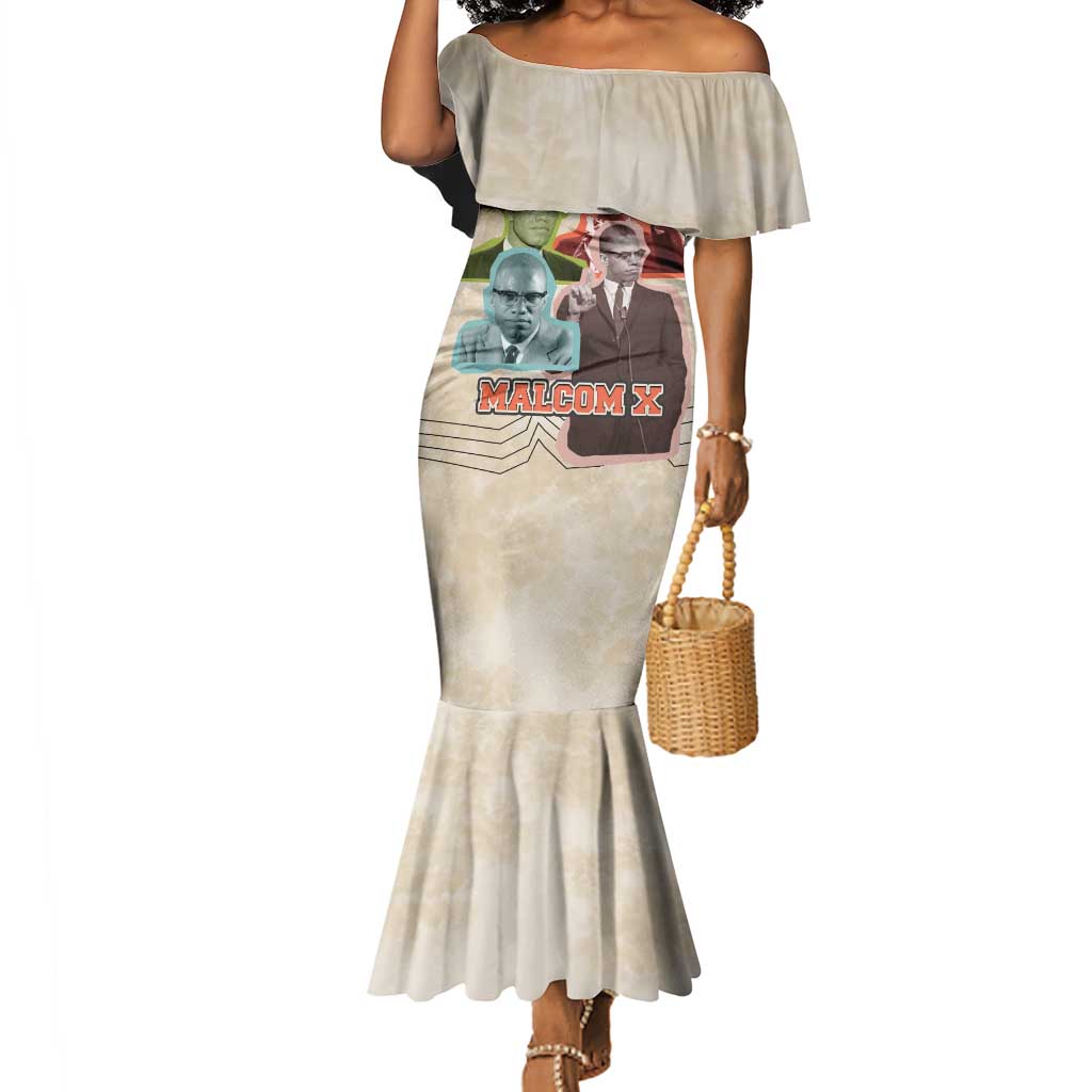 Malcolm X Mermaid Dress Pop Art Portrait Collage Civil Rights Activist Retro Style Design - African Pride