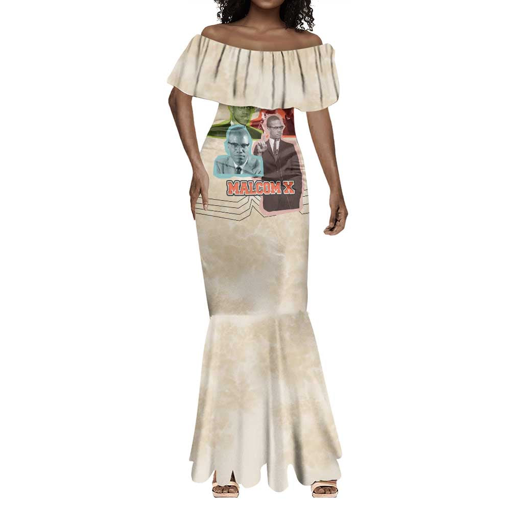 Malcolm X Mermaid Dress Pop Art Portrait Collage Civil Rights Activist Retro Style Design - African Pride