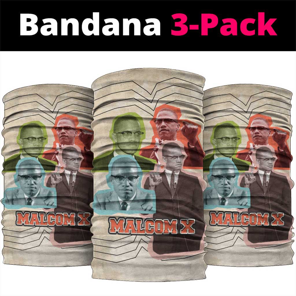 Malcolm X Neck Gaiter Pop Art Portrait Collage Civil Rights Activist Retro Style Design - African Pride