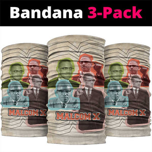 Malcolm X Neck Gaiter Pop Art Portrait Collage Civil Rights Activist Retro Style Design - African Pride