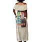 Malcolm X Off Shoulder Maxi Dress Pop Art Portrait Collage Civil Rights Activist Retro Style Design - African Pride