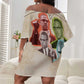 Malcolm X Off Shoulder Short Dress Pop Art Portrait Collage Civil Rights Activist Retro Style Design - African Pride