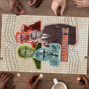 Malcolm X Puzzle Pop Art Portrait Collage Civil Rights Activist Retro Style Design - African Pride
