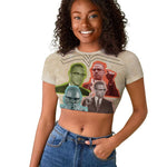 Malcolm X Raglan Cropped T shirt Pop Art Portrait Collage Civil Rights Activist Retro Style Design TS04