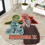 Malcolm X Round Carpet Pop Art Portrait Collage Civil Rights Activist Retro Style Design - African Pride