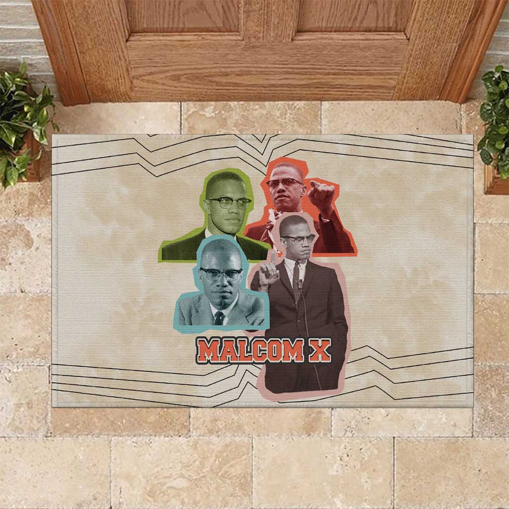 Malcolm X Rubber Doormat Pop Art Portrait Collage Civil Rights Activist Retro Style Design - African Pride
