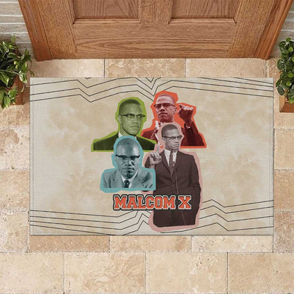 Malcolm X Rubber Doormat Pop Art Portrait Collage Civil Rights Activist Retro Style Design - African Pride