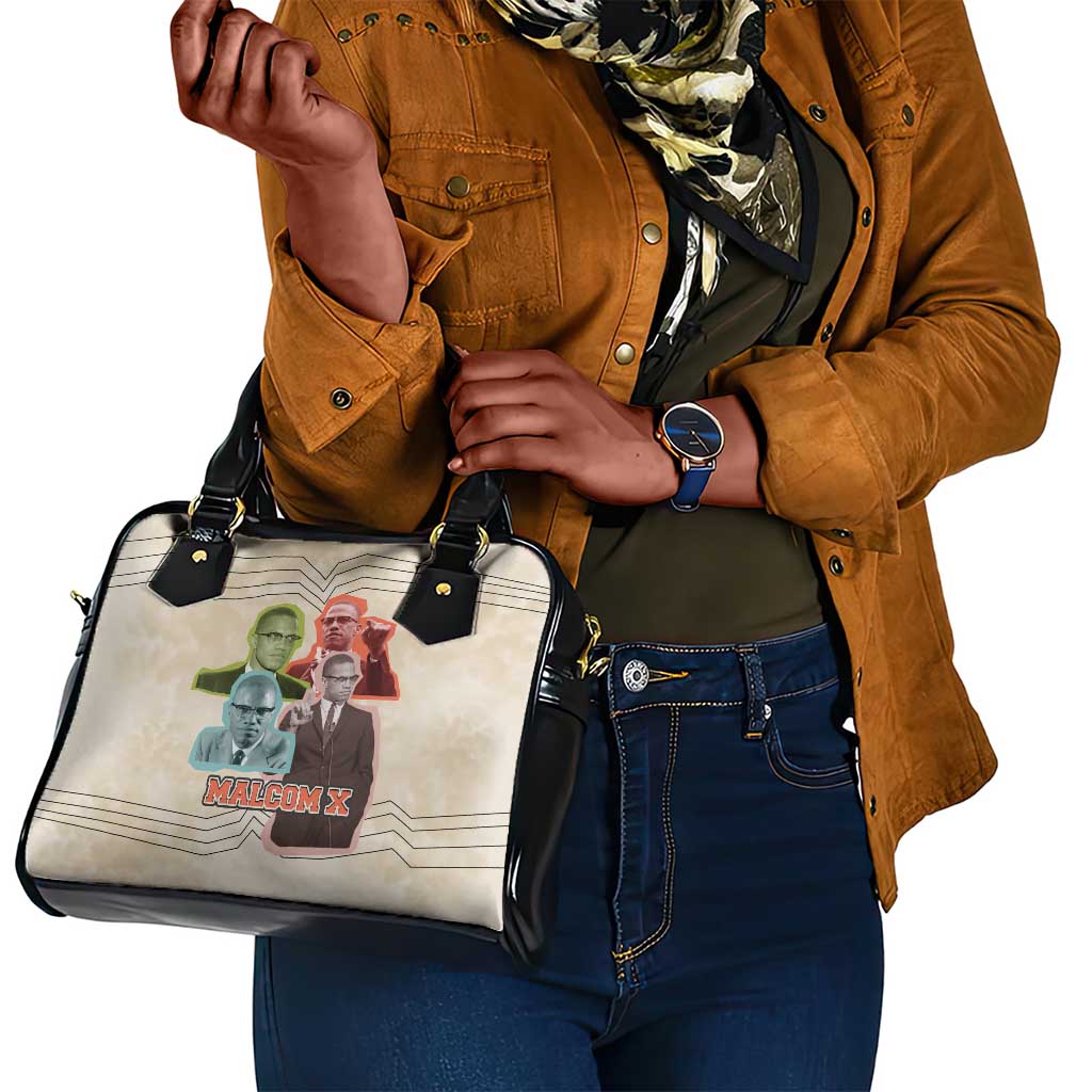 Malcolm X Shoulder Handbag Pop Art Portrait Collage Civil Rights Activist Retro Style Design - African Pride