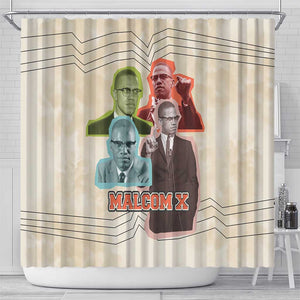 Malcolm X Shower Curtain Pop Art Portrait Collage Civil Rights Activist Retro Style Design - African Pride