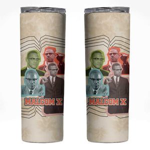 Malcolm X Skinny Tumbler Pop Art Portrait Collage Civil Rights Activist Retro Style Design - African Pride