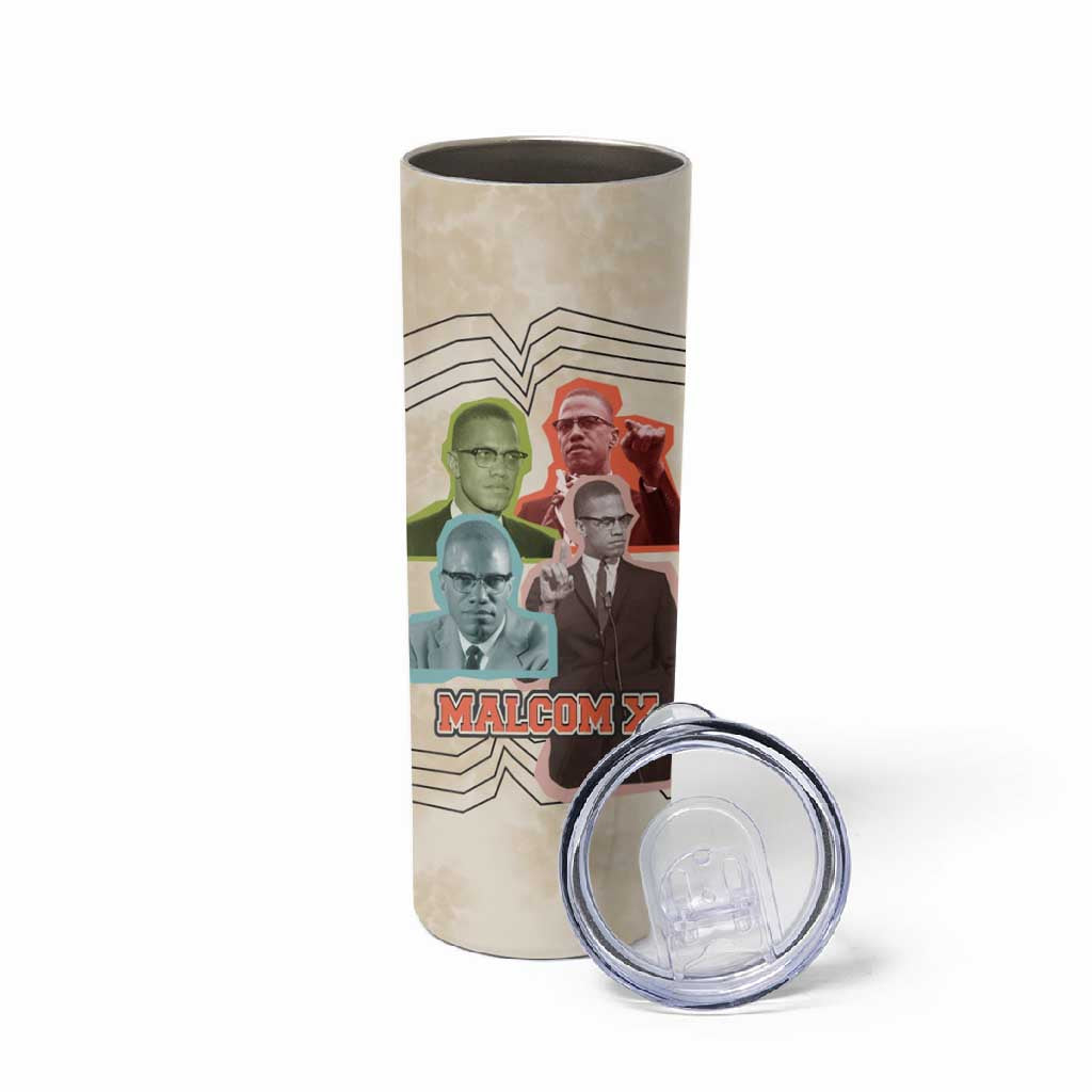 Malcolm X Skinny Tumbler Pop Art Portrait Collage Civil Rights Activist Retro Style Design - African Pride