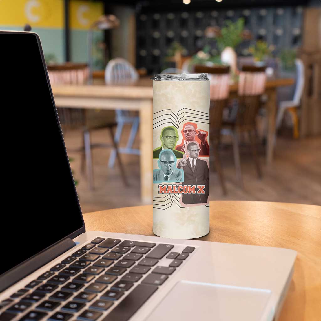 Malcolm X Skinny Tumbler Pop Art Portrait Collage Civil Rights Activist Retro Style Design - African Pride