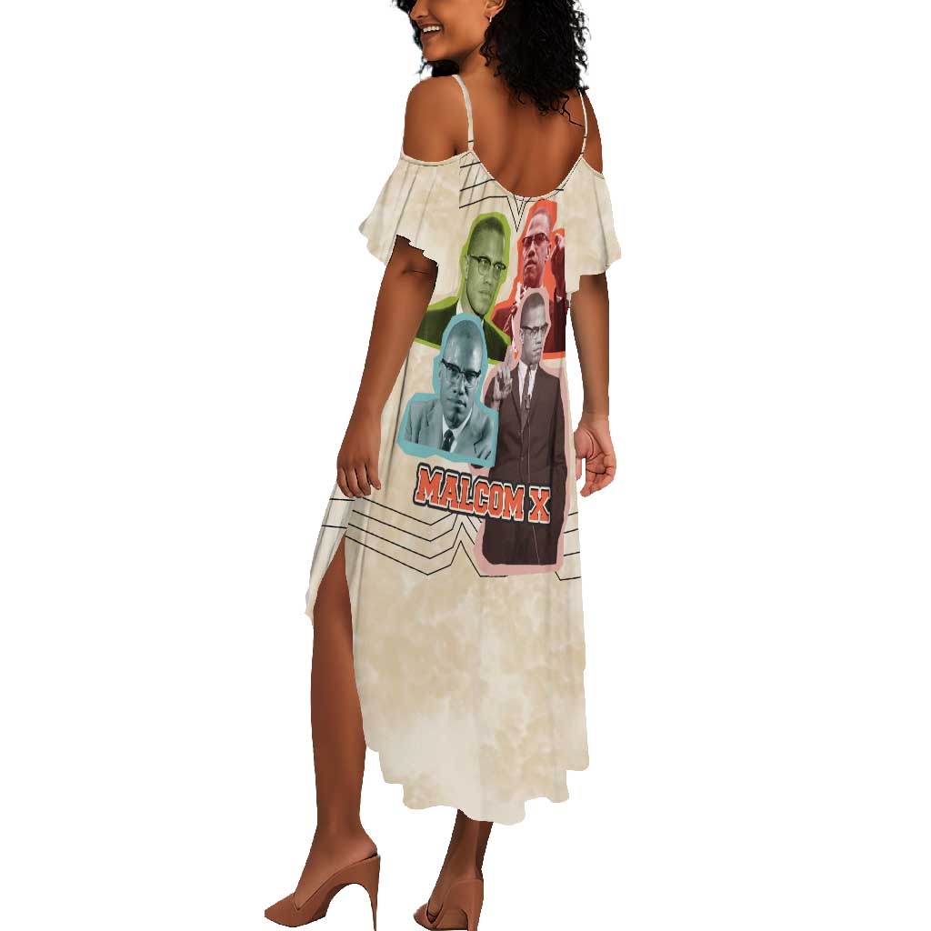 Malcolm X Summer Maxi Dress Pop Art Portrait Collage Civil Rights Activist Retro Style Design TS04