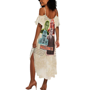 Malcolm X Summer Maxi Dress Pop Art Portrait Collage Civil Rights Activist Retro Style Design TS04
