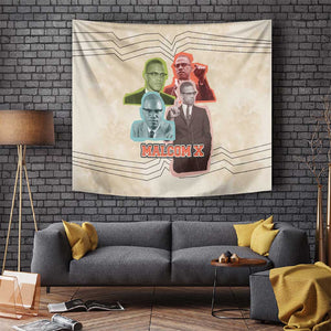 Malcolm X Tapestry Pop Art Portrait Collage Civil Rights Activist Retro Style Design - African Pride