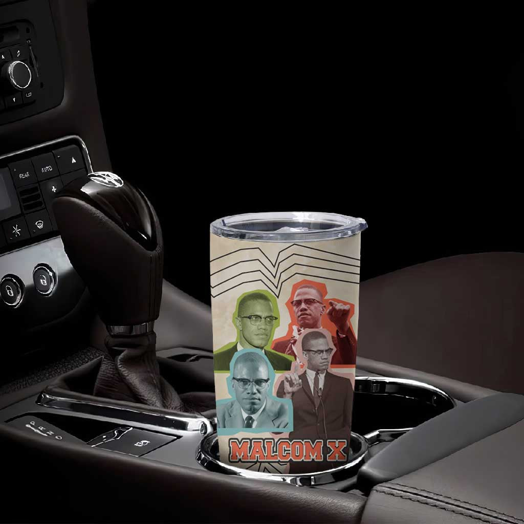 Malcolm X Tumbler Cup Pop Art Portrait Collage Civil Rights Activist Retro Style Design - African Pride