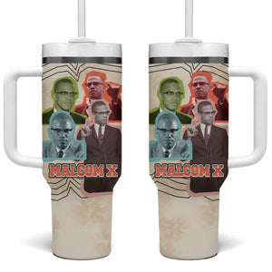 Malcolm X Tumbler With Handle Pop Art Portrait Collage Civil Rights Activist Retro Style Design - African Pride
