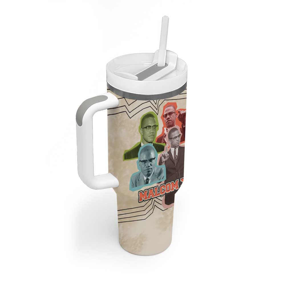 Malcolm X Tumbler With Handle Pop Art Portrait Collage Civil Rights Activist Retro Style Design - African Pride