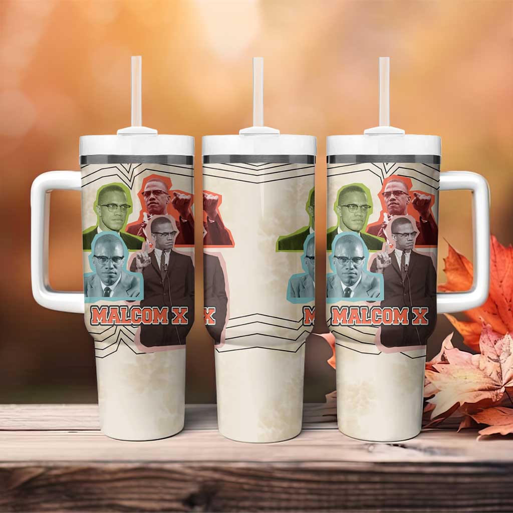 Malcolm X Tumbler With Handle Pop Art Portrait Collage Civil Rights Activist Retro Style Design - African Pride
