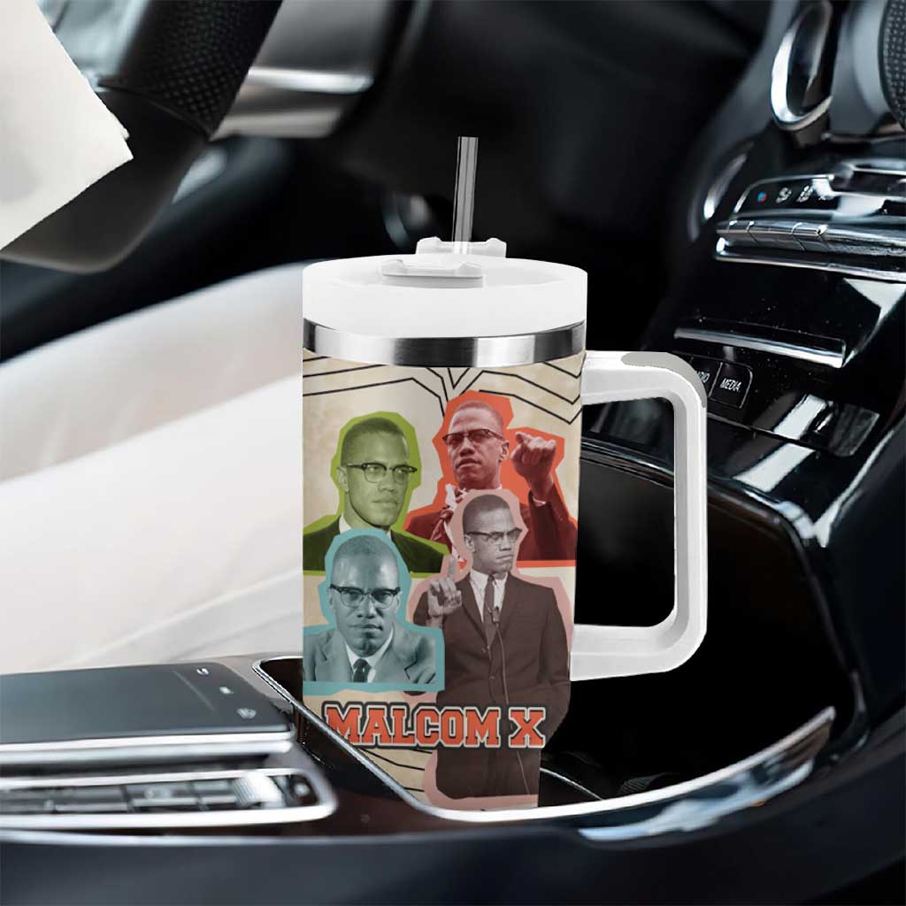 Malcolm X Tumbler With Handle Pop Art Portrait Collage Civil Rights Activist Retro Style Design - African Pride