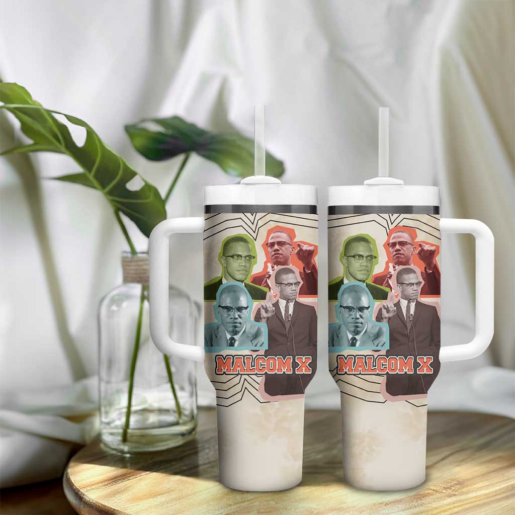 Malcolm X Tumbler With Handle Pop Art Portrait Collage Civil Rights Activist Retro Style Design - African Pride