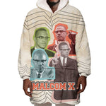 Malcolm X Wearable Blanket Hoodie Pop Art Portrait Collage Civil Rights Activist Retro Style Design - African Pride