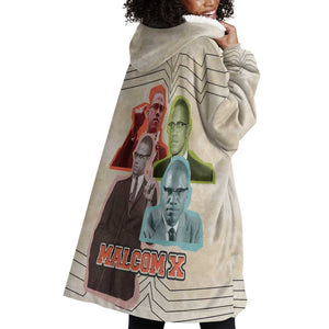 Malcolm X Wearable Blanket Hoodie Pop Art Portrait Collage Civil Rights Activist Retro Style Design - African Pride