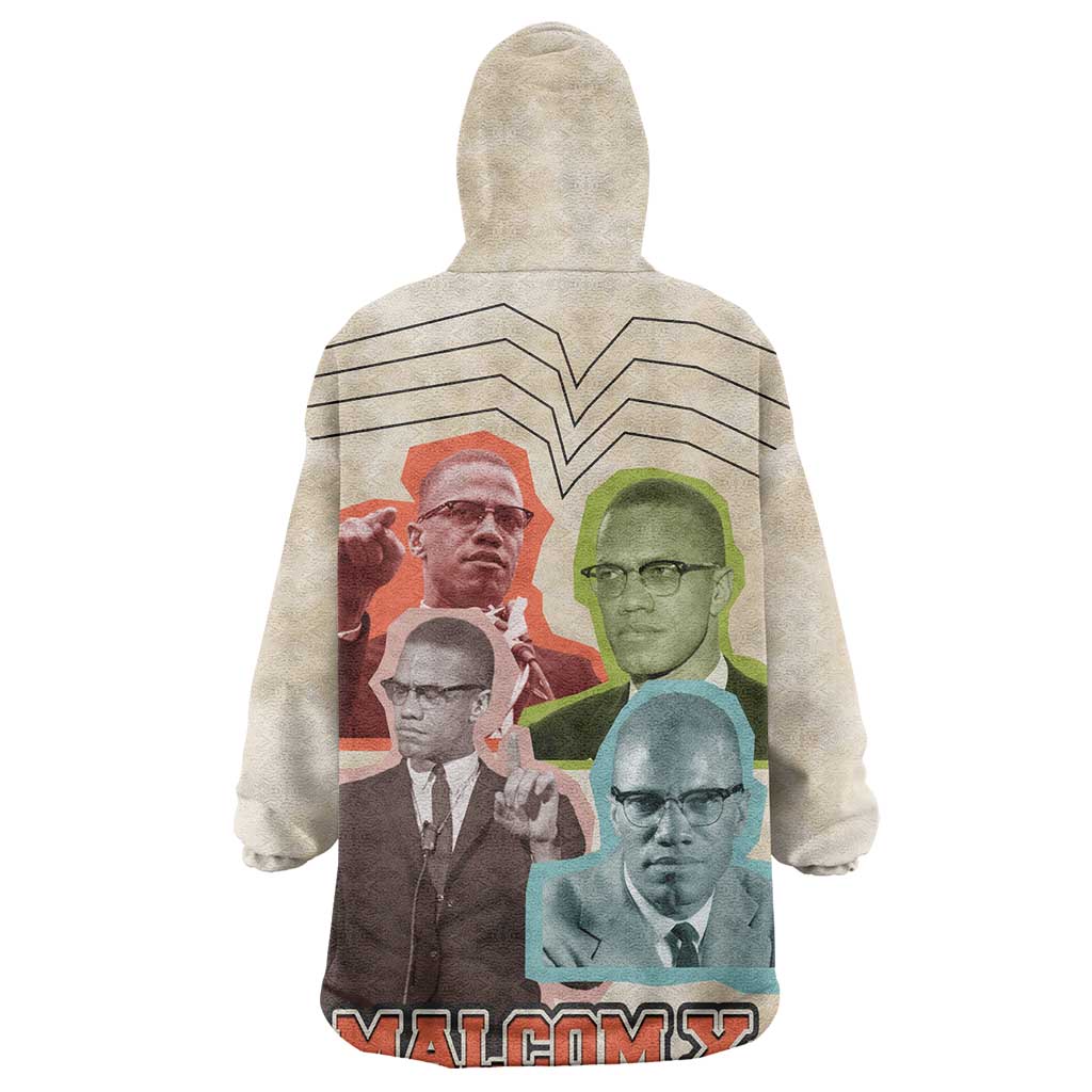 Malcolm X Wearable Blanket Hoodie Pop Art Portrait Collage Civil Rights Activist Retro Style Design - African Pride