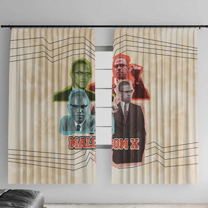 Malcolm X Window Curtain Pop Art Portrait Collage Civil Rights Activist Retro Style Design - African Pride