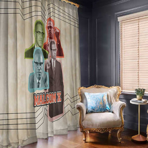 Malcolm X Window Curtain Pop Art Portrait Collage Civil Rights Activist Retro Style Design - African Pride